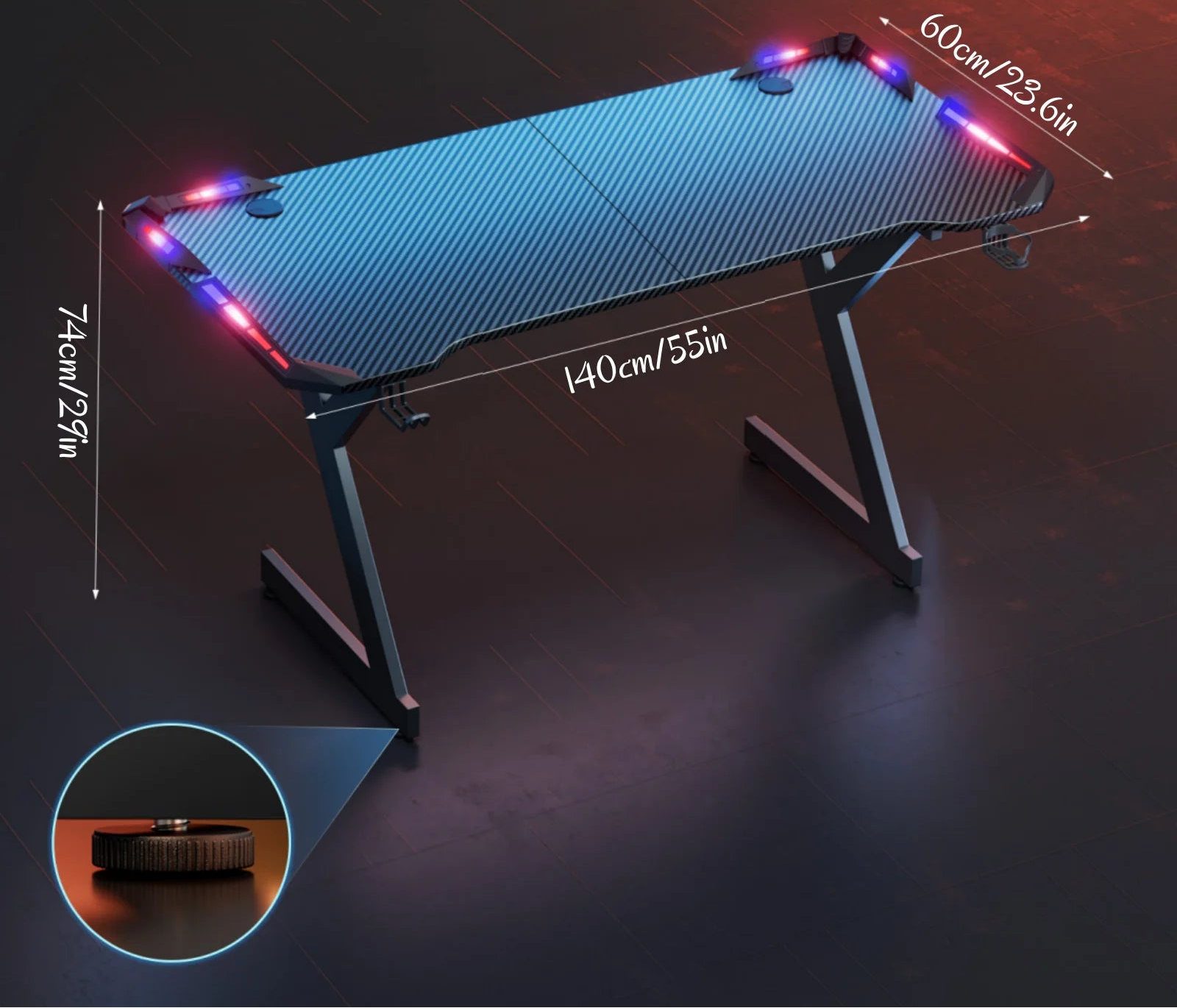 Bureau gamer réglable RGB Led
