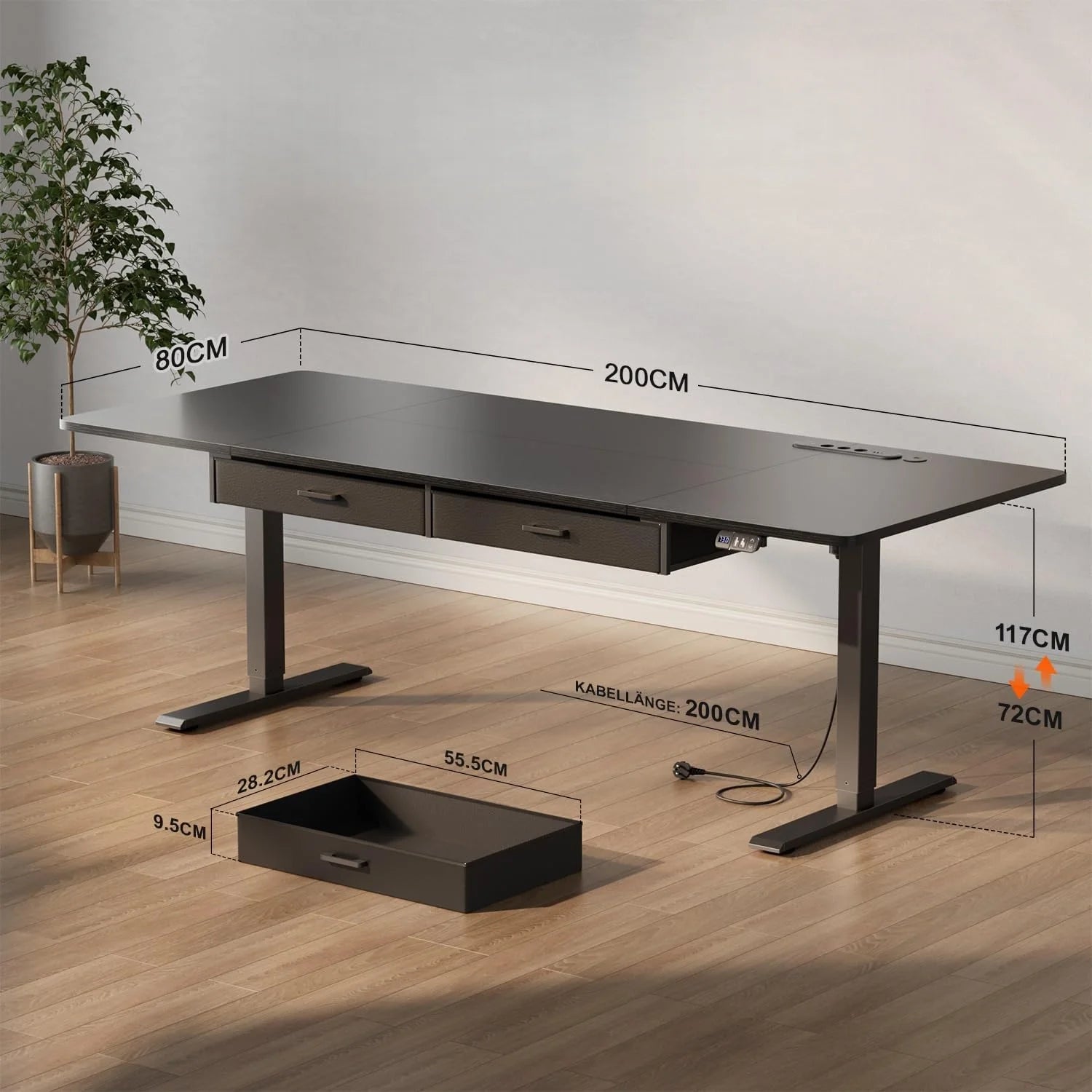 Bureau de travail moderne réglable avec rangement