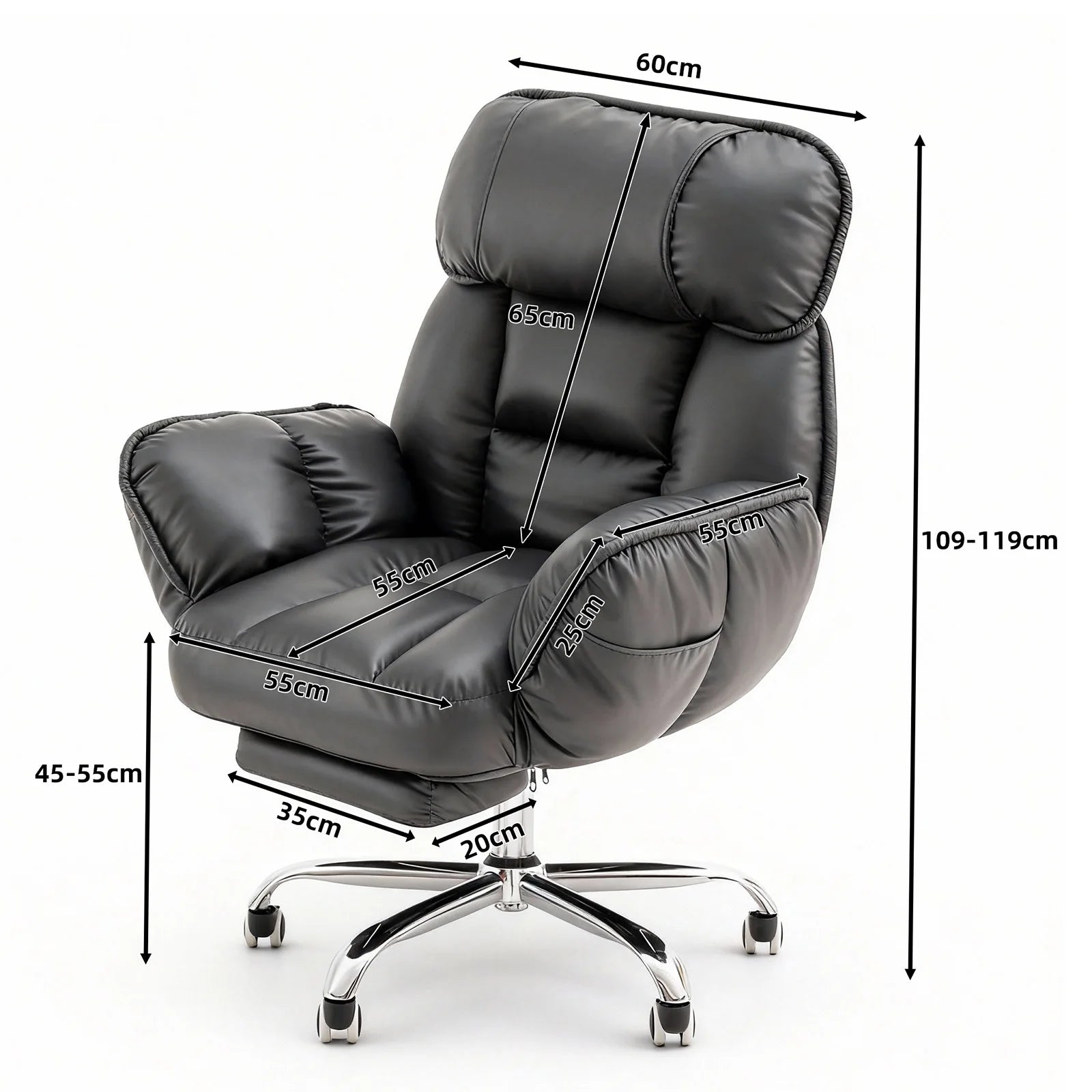 Fauteuil de bureau inclinable et ergonomique en similicuir