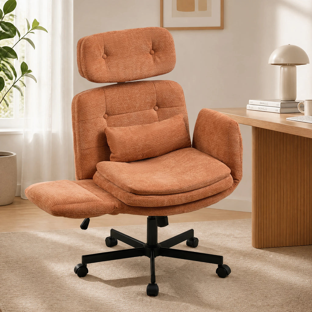 Chaise de bureau pivotante ergonomique avec accoudoirs rabattables