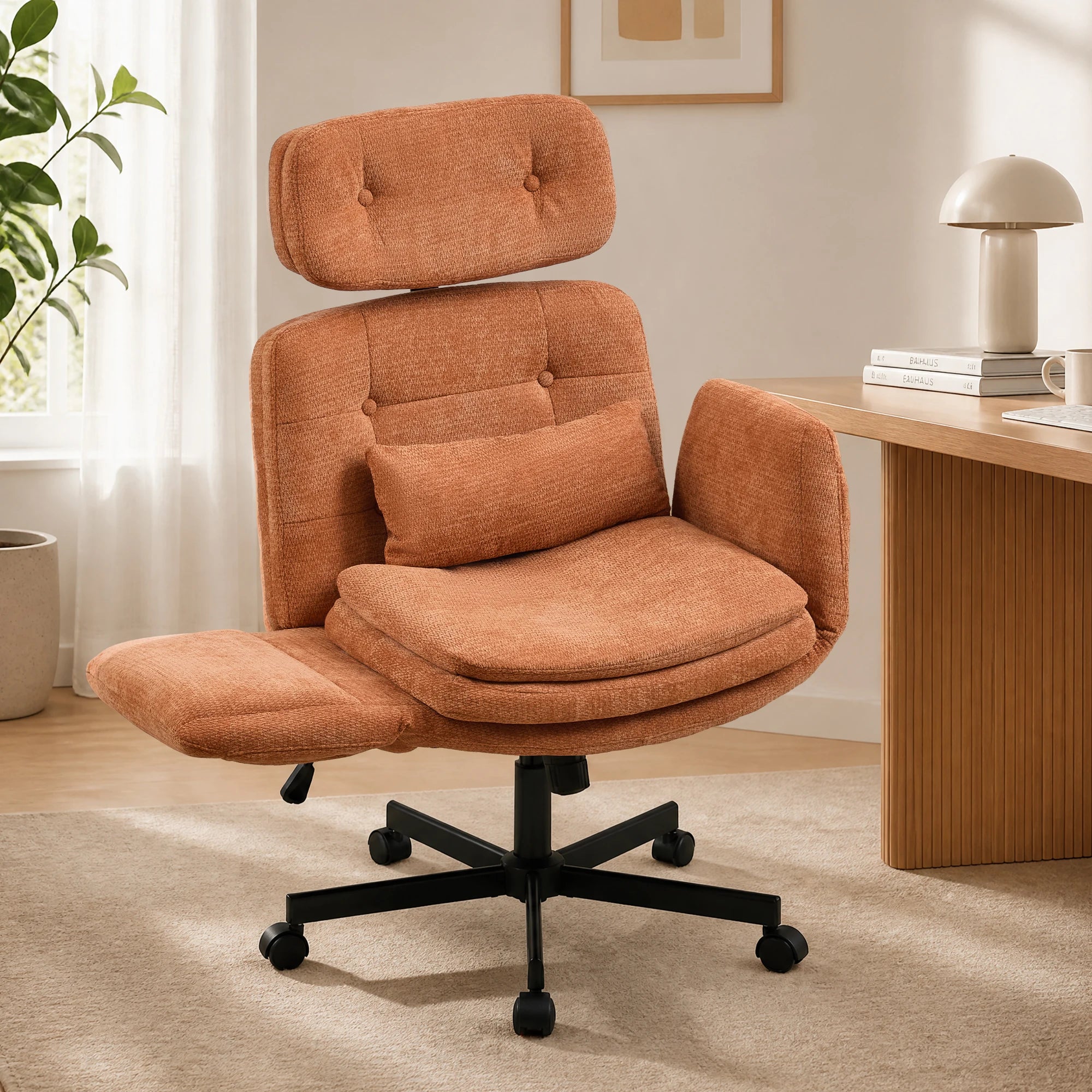 Chaise de bureau pivotante ergonomique avec accoudoirs rabattables