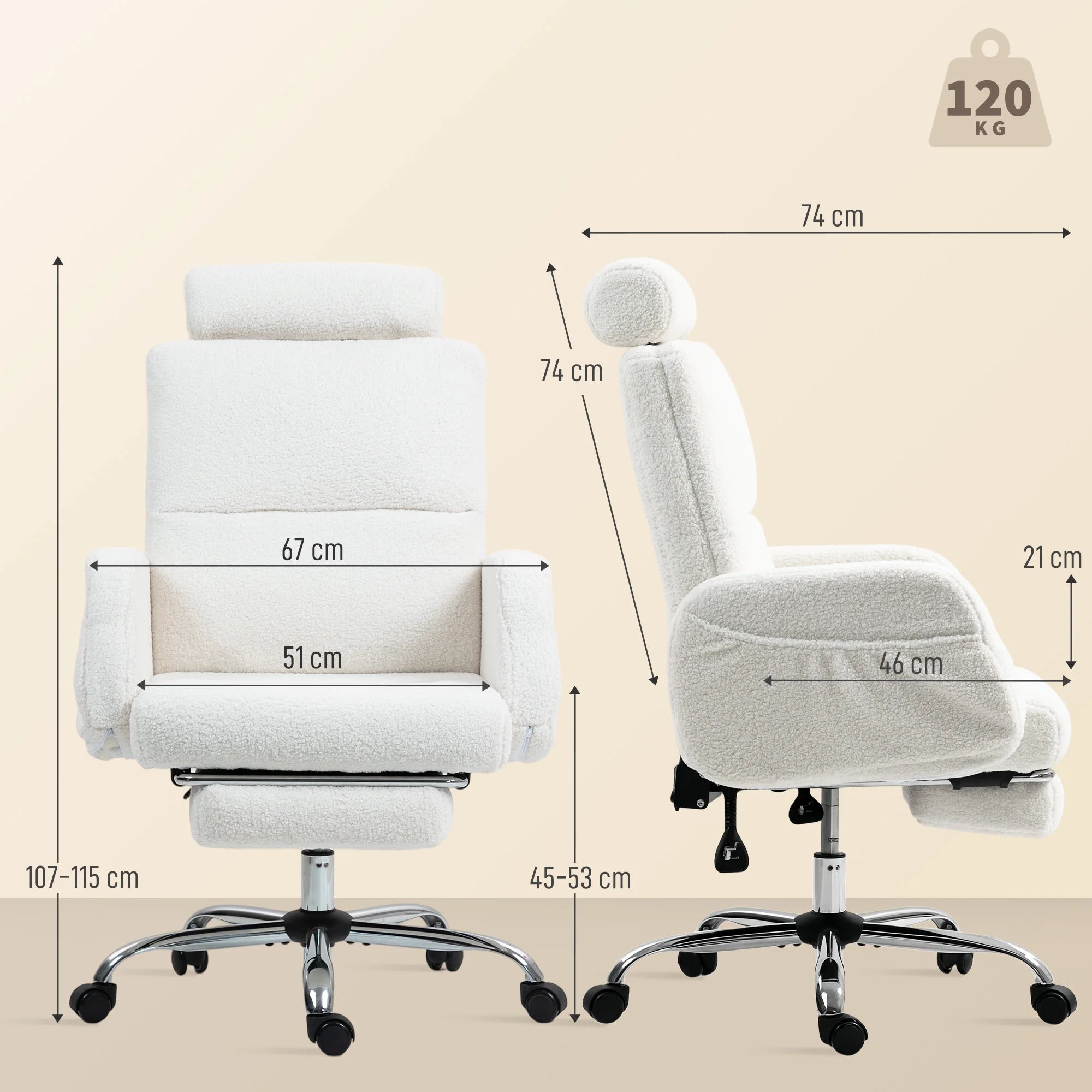Chaise de bureau avec dossier inclinable et appui-tête réglable