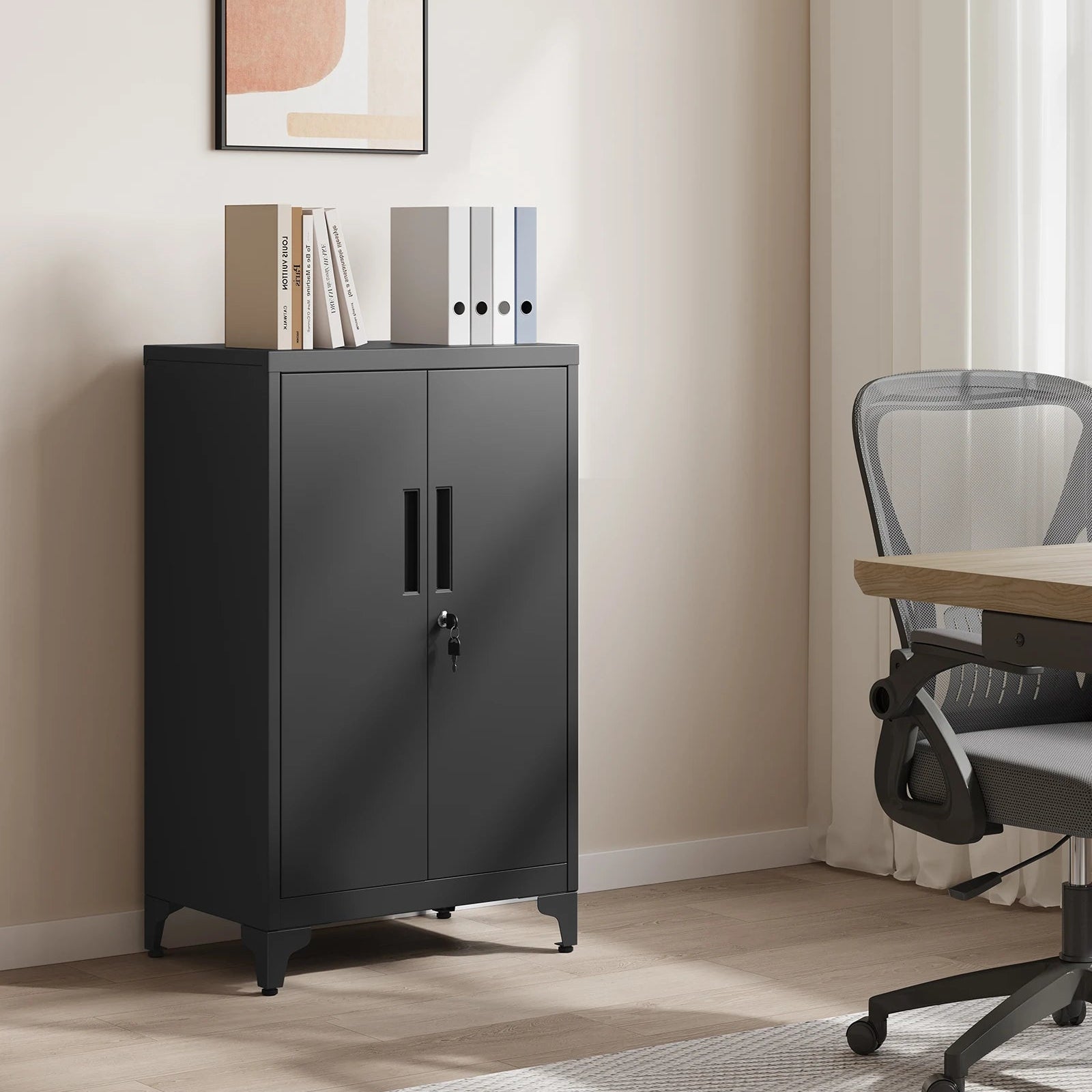 Armoire de rangement noir mat pour bureau