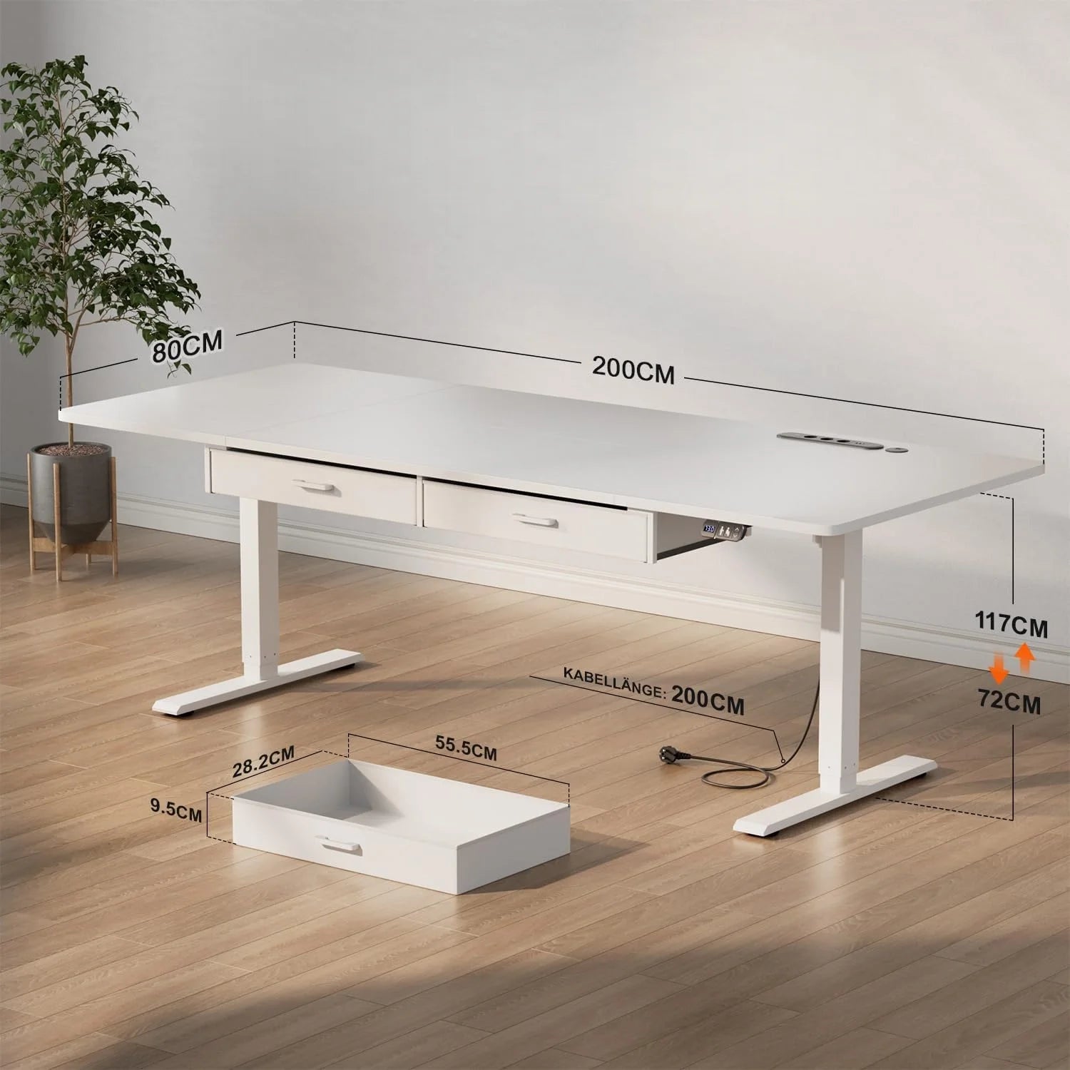 Bureau de travail moderne réglable avec rangement