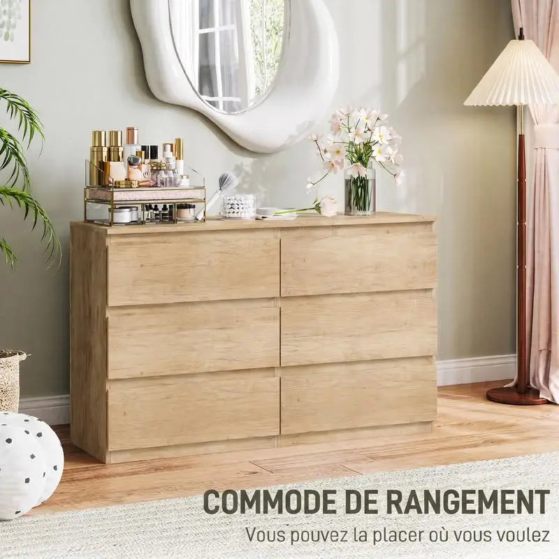 Commode a 6 tiroirs de rangement sans poignées minimaliste