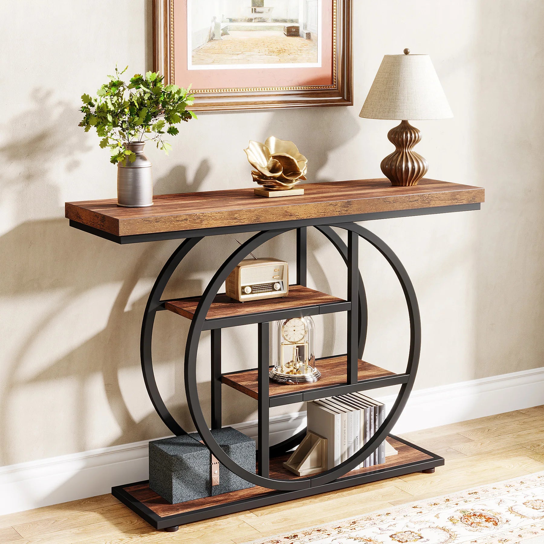 Table d'entrée moderne en bois avec étage