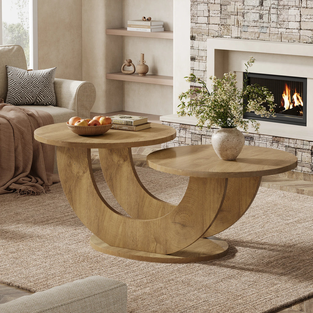 Table basse ronde rustique en bois