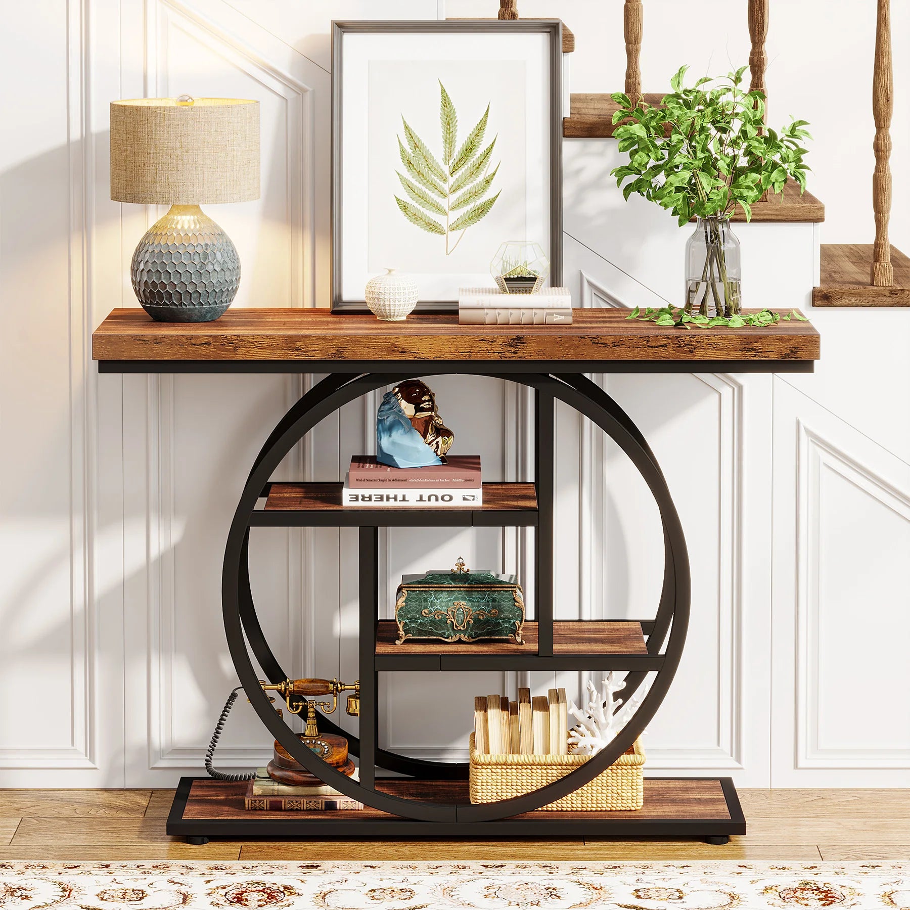 Table d'entrée moderne en bois avec étage