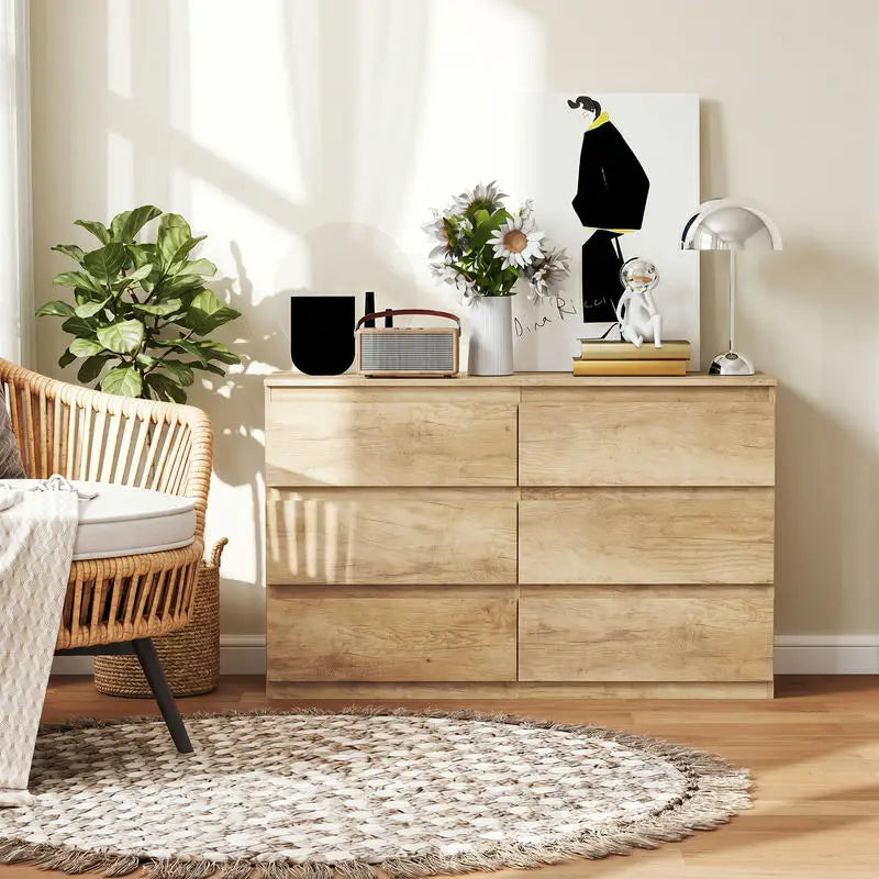 Commode a 6 tiroirs de rangement sans poignées minimaliste