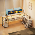 Bureau d'angle XXL avec rangement et LED