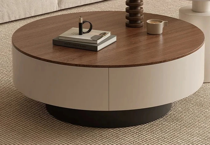 Table basse ronde moderne avec plateau pivotant