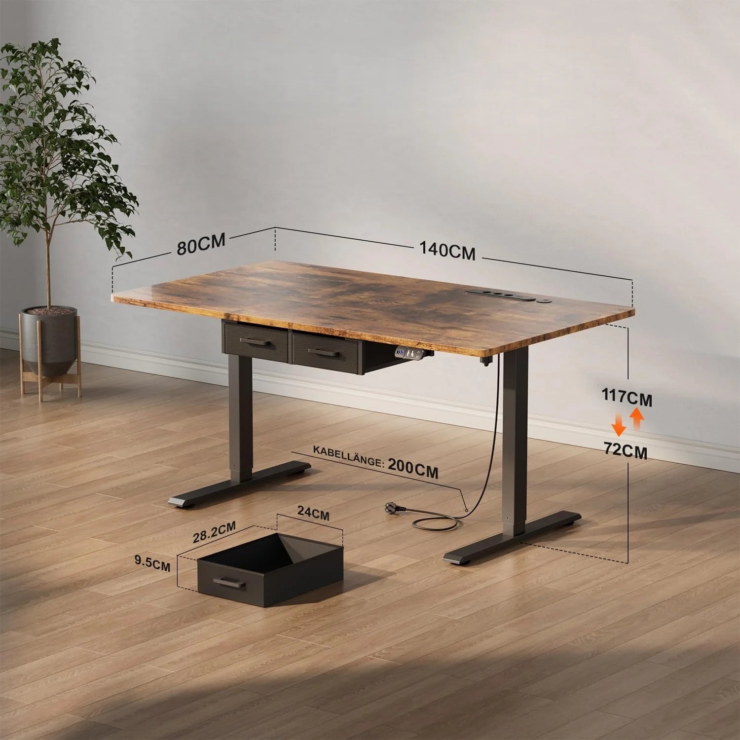 Bureau de travail moderne réglable avec rangement