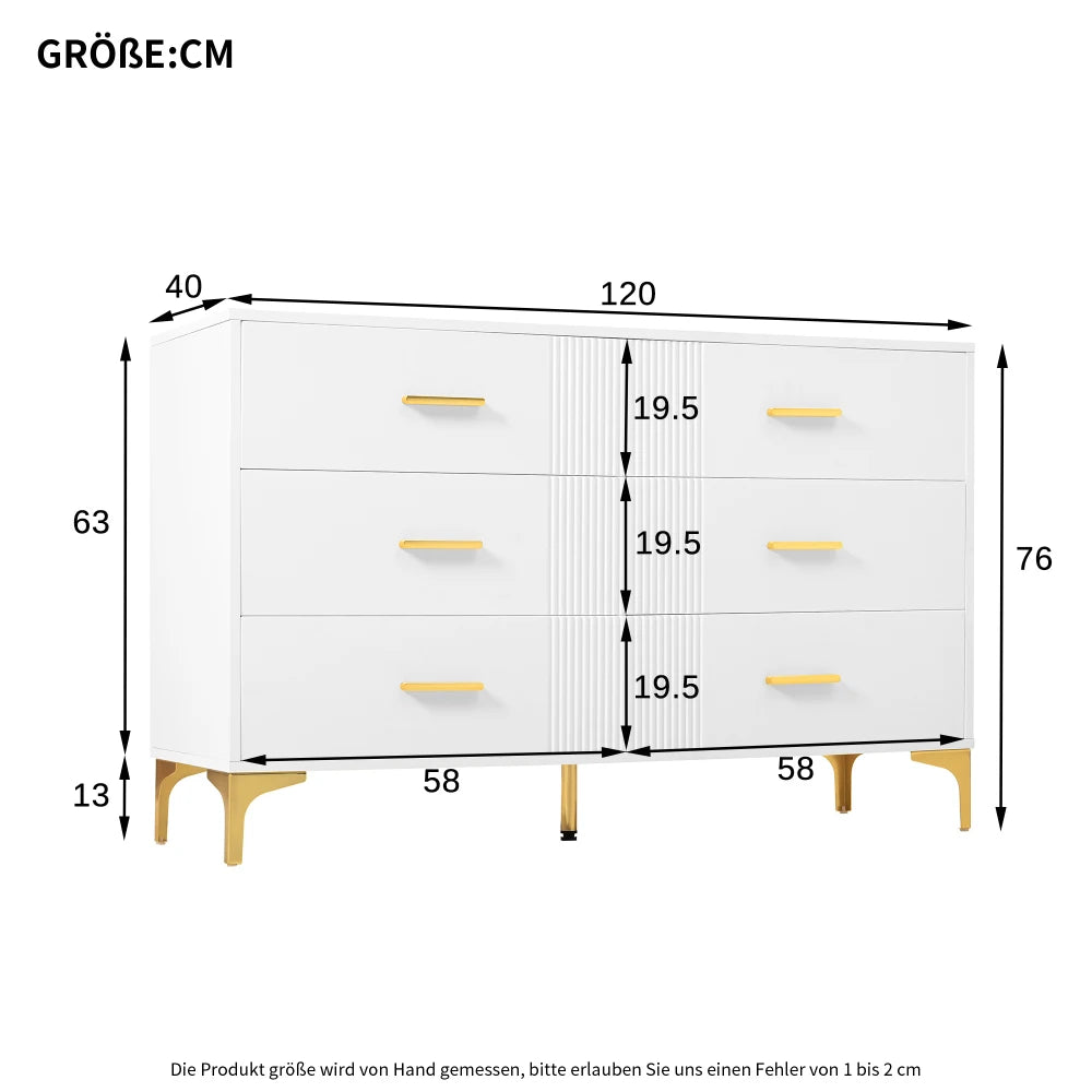 Commode à 6 tiroirs blanc en bois