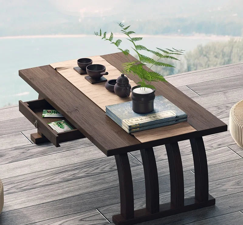 Table basse pliable en bambou style japonais