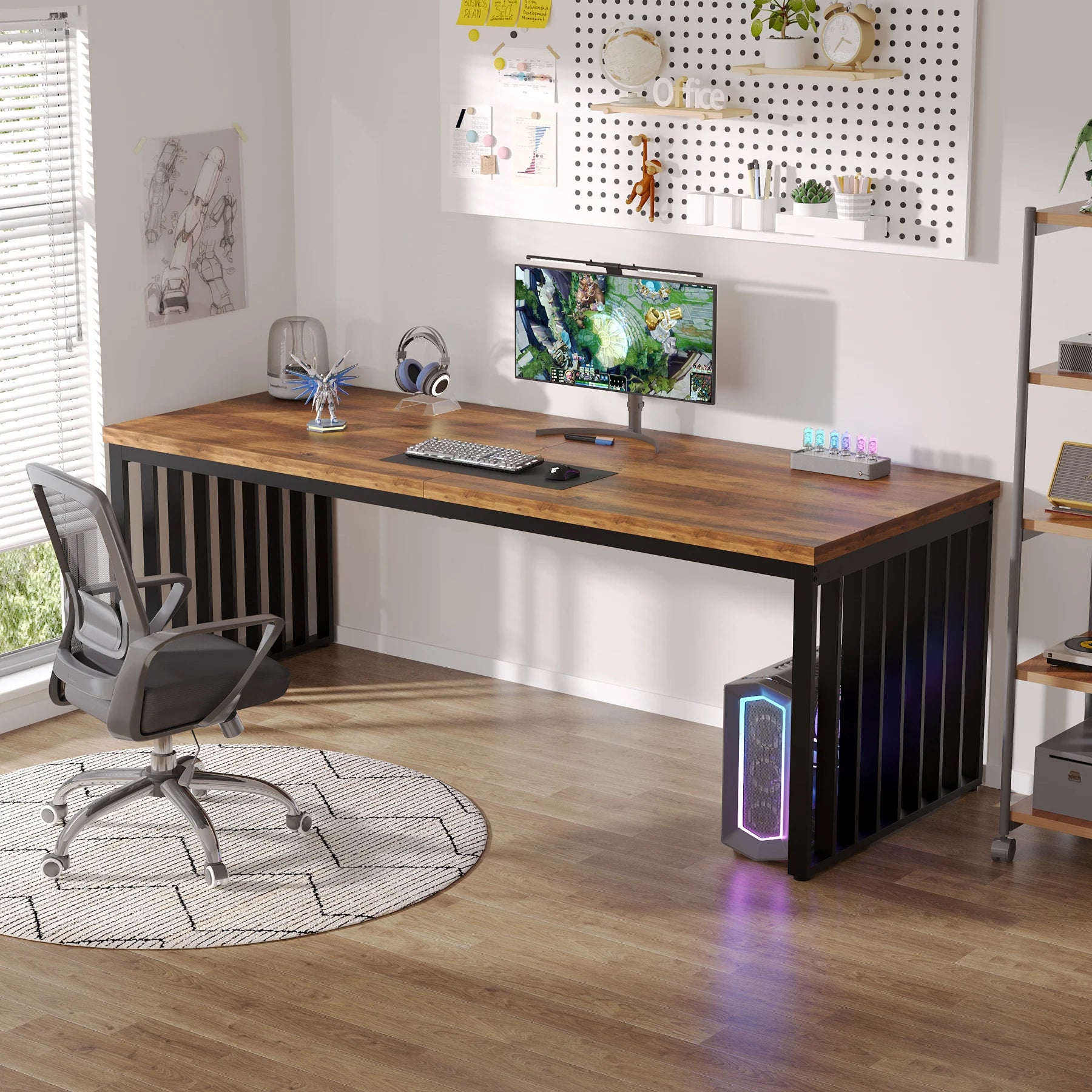 Bureau de travail industriel en bois