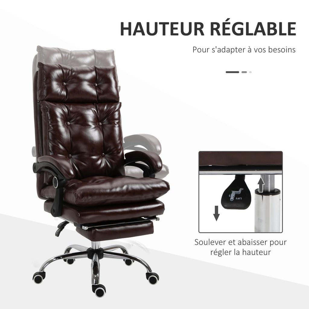 Fauteuil de bureau ergonomique avec dossier inclinable et repose-pieds