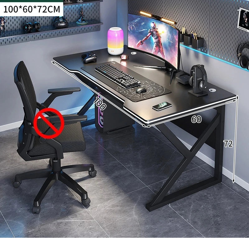 Bureau gamer en métal noir et blanc