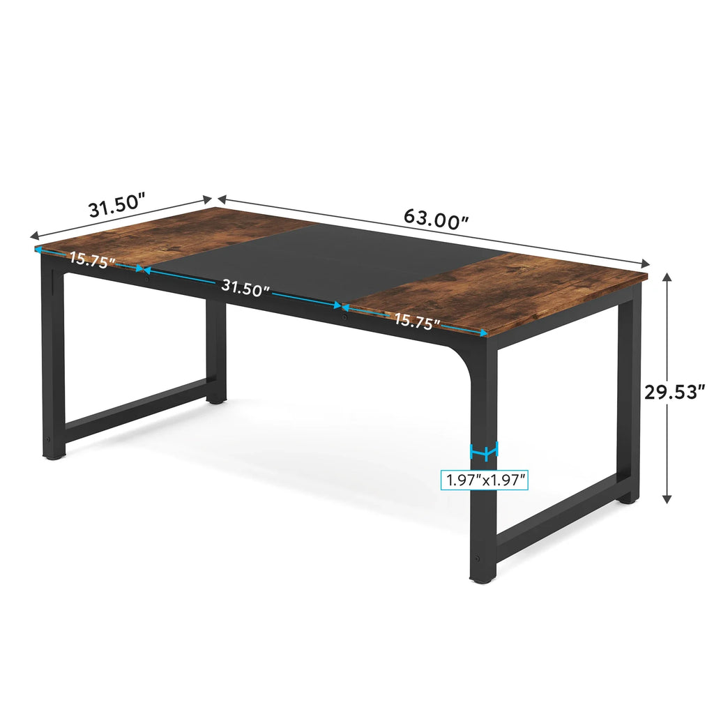 Bureau large de travail en bois