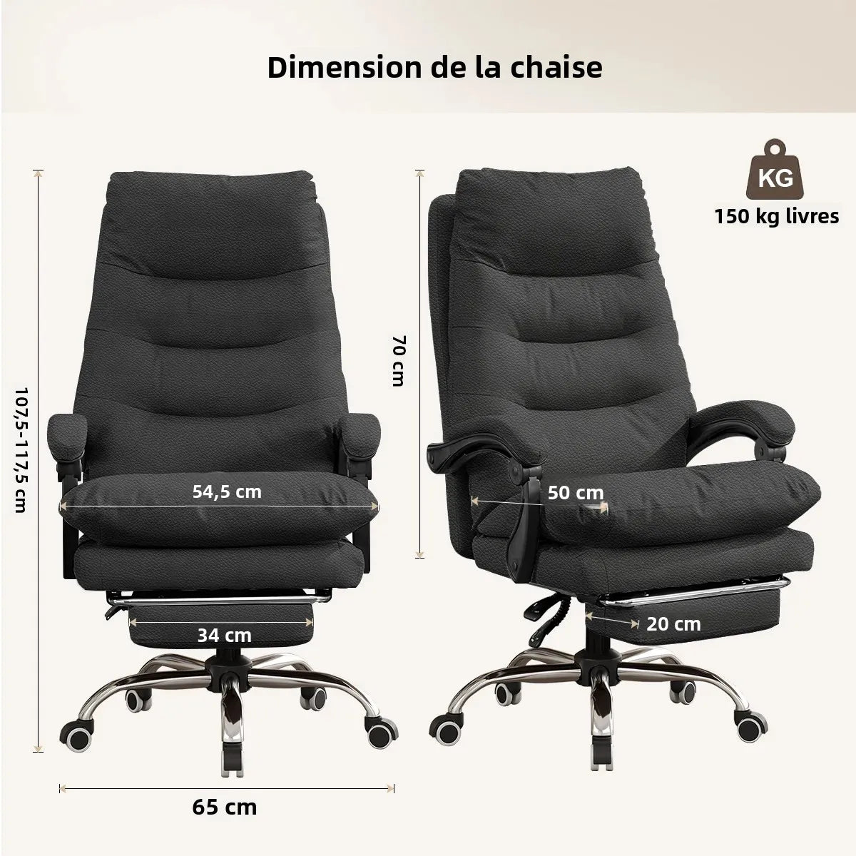 Chaise de bureau ergonomique inclinable