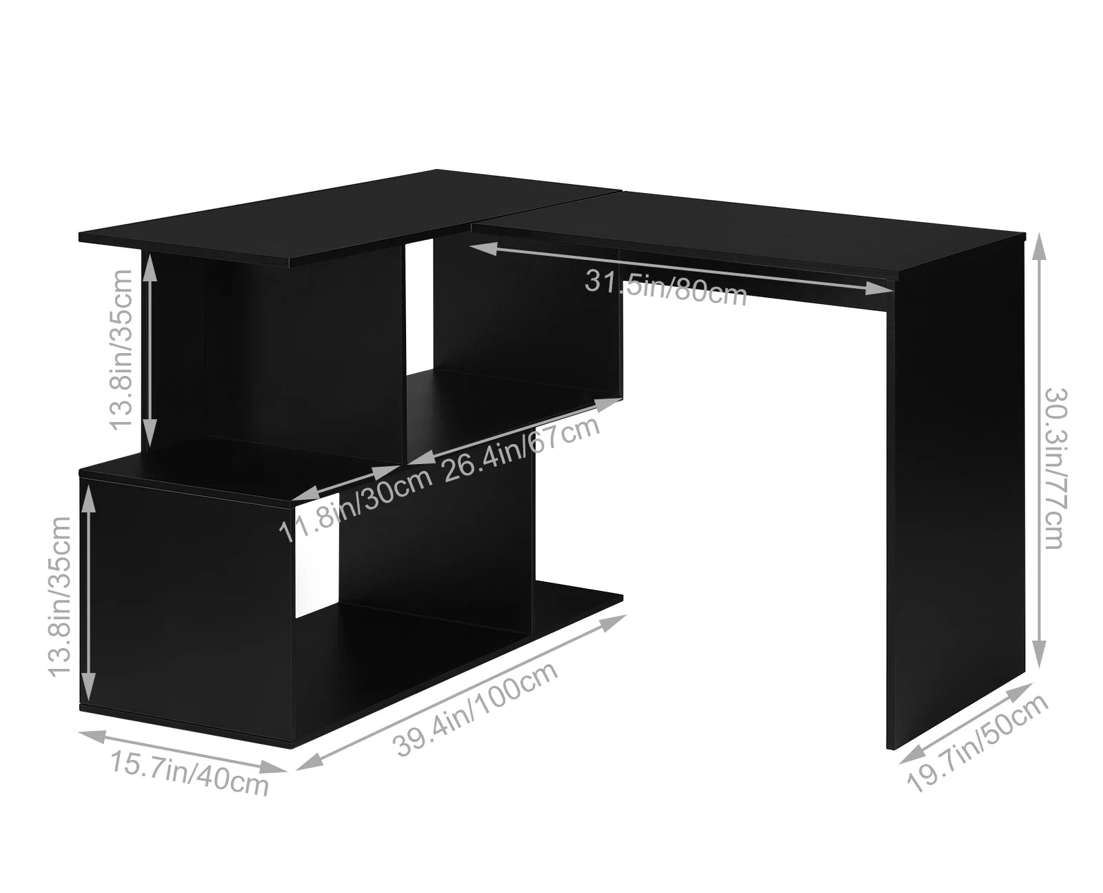 Bureau d'angle de travail avec rangement minimaliste