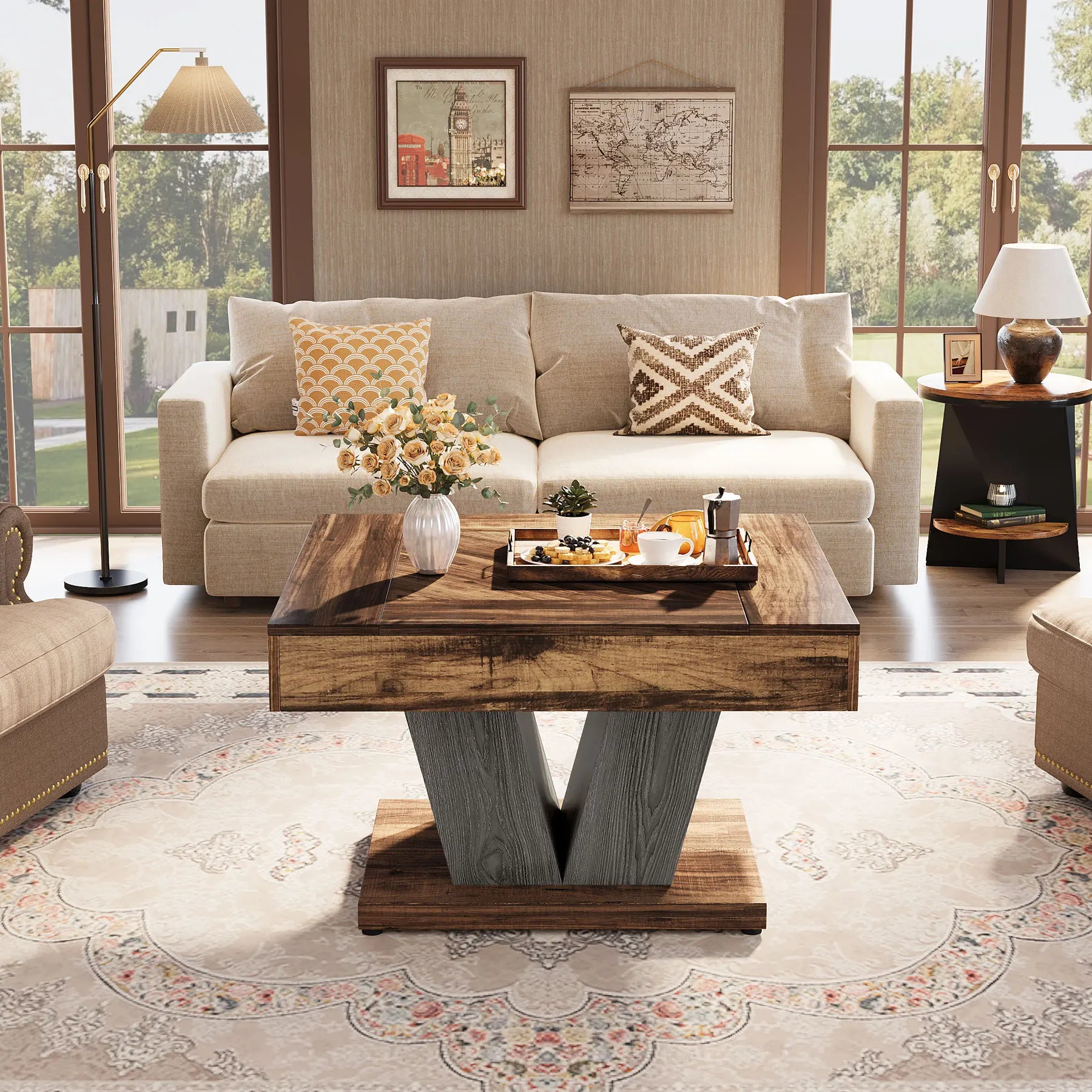 Table basse rustique en bois pour salon