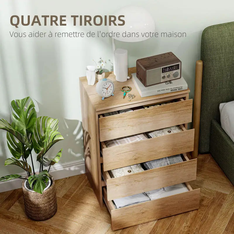 Commode a 4 tiroirs de rangement en bois minimaliste