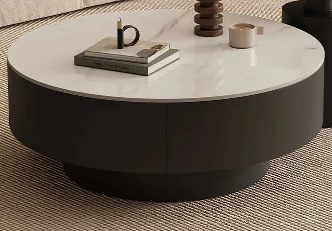 Table basse ronde moderne avec plateau pivotant
