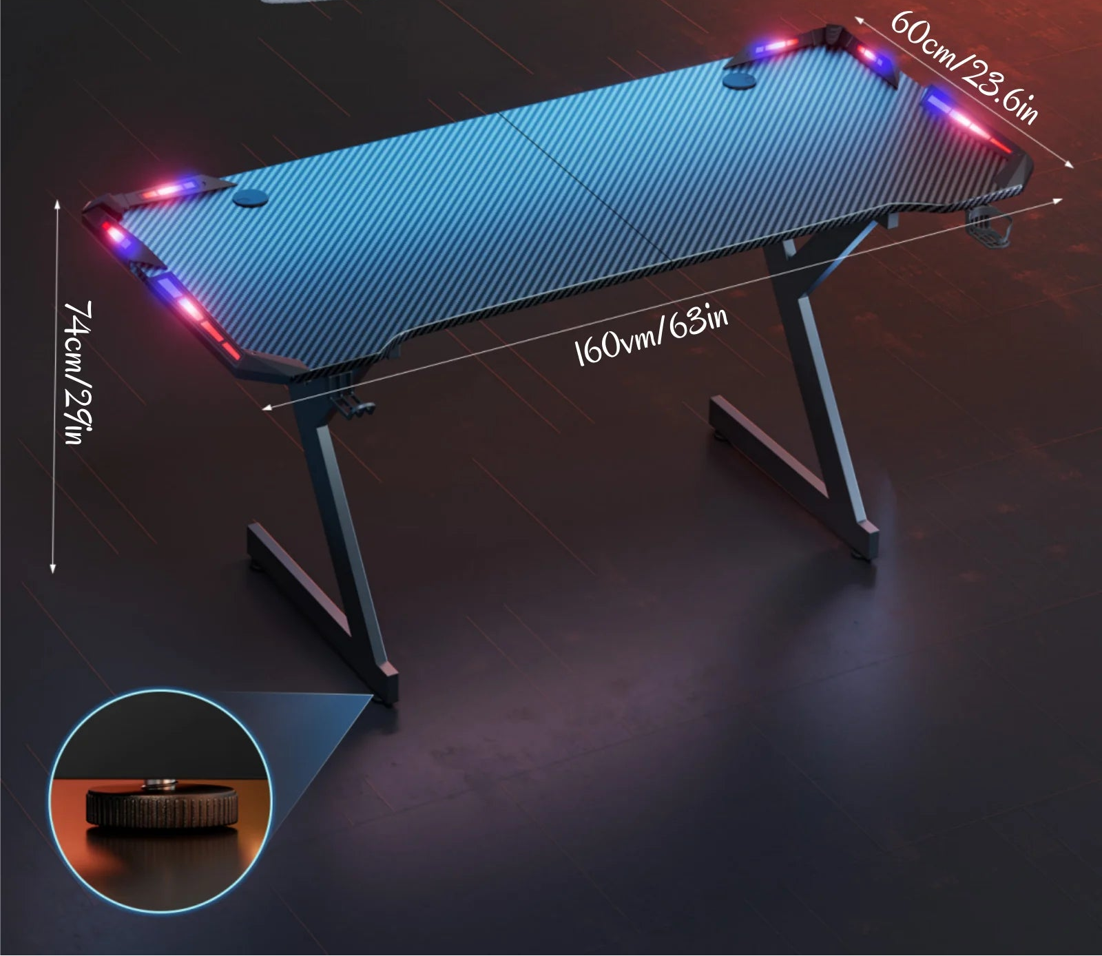 Bureau gamer réglable RGB Led