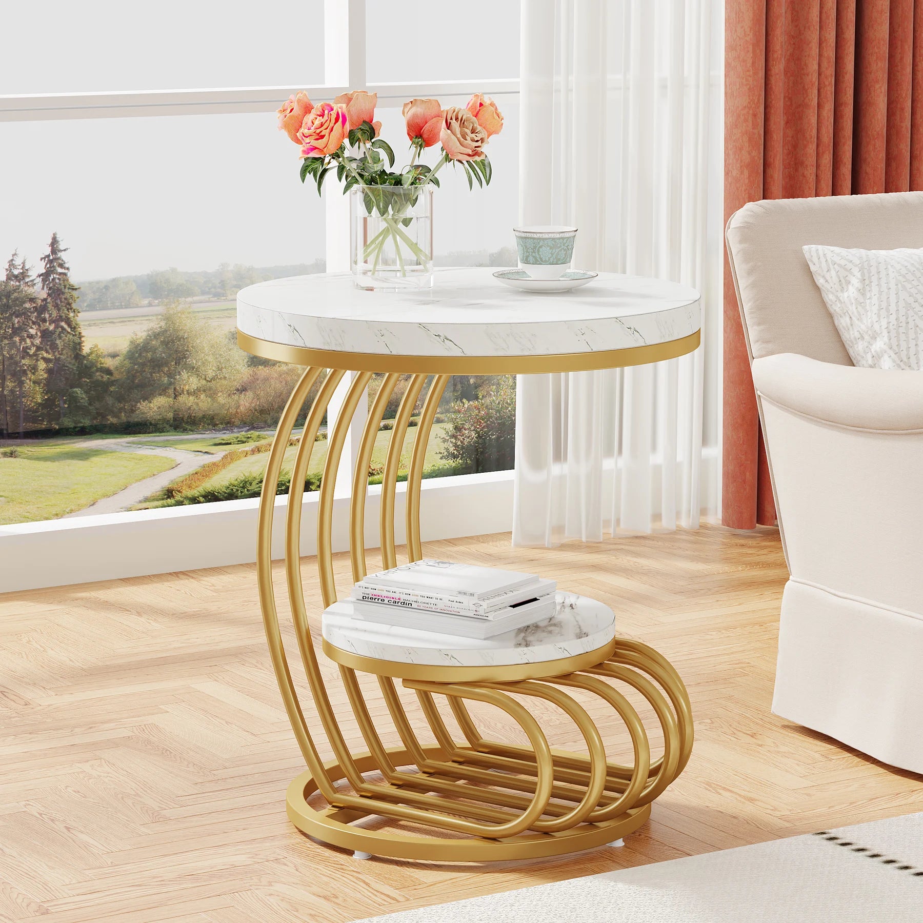 Table d'appoint ronde moderne avec support