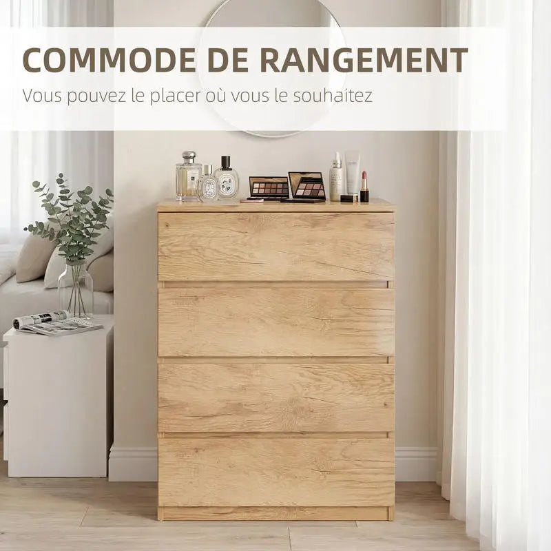Commode a 4 tiroirs de rangement en bois minimaliste