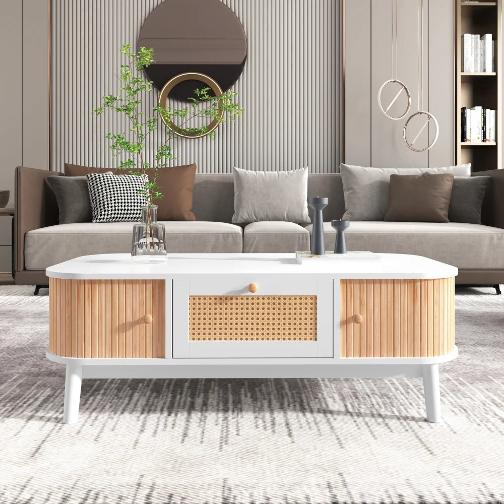 Table basse vintage en rotin