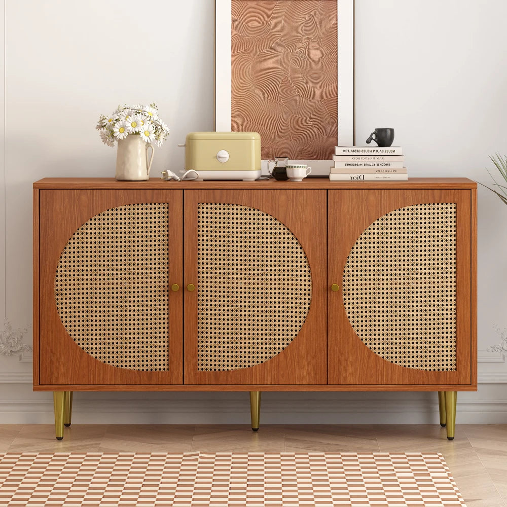 Commode haute avec 3 portes en bois