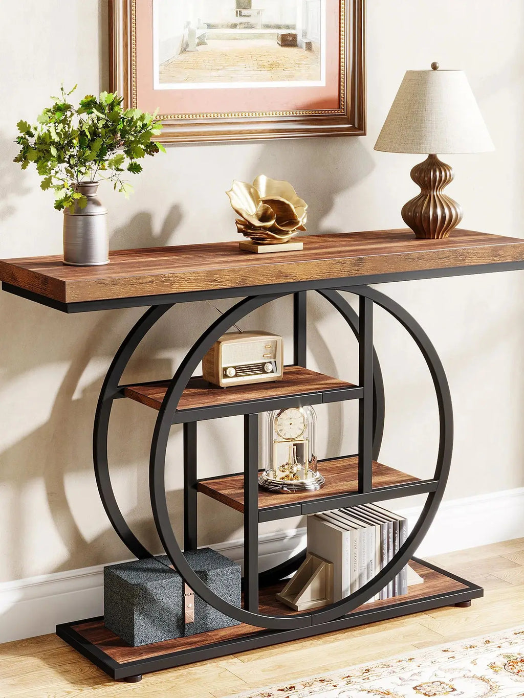 Table d'entrée moderne en bois avec étage