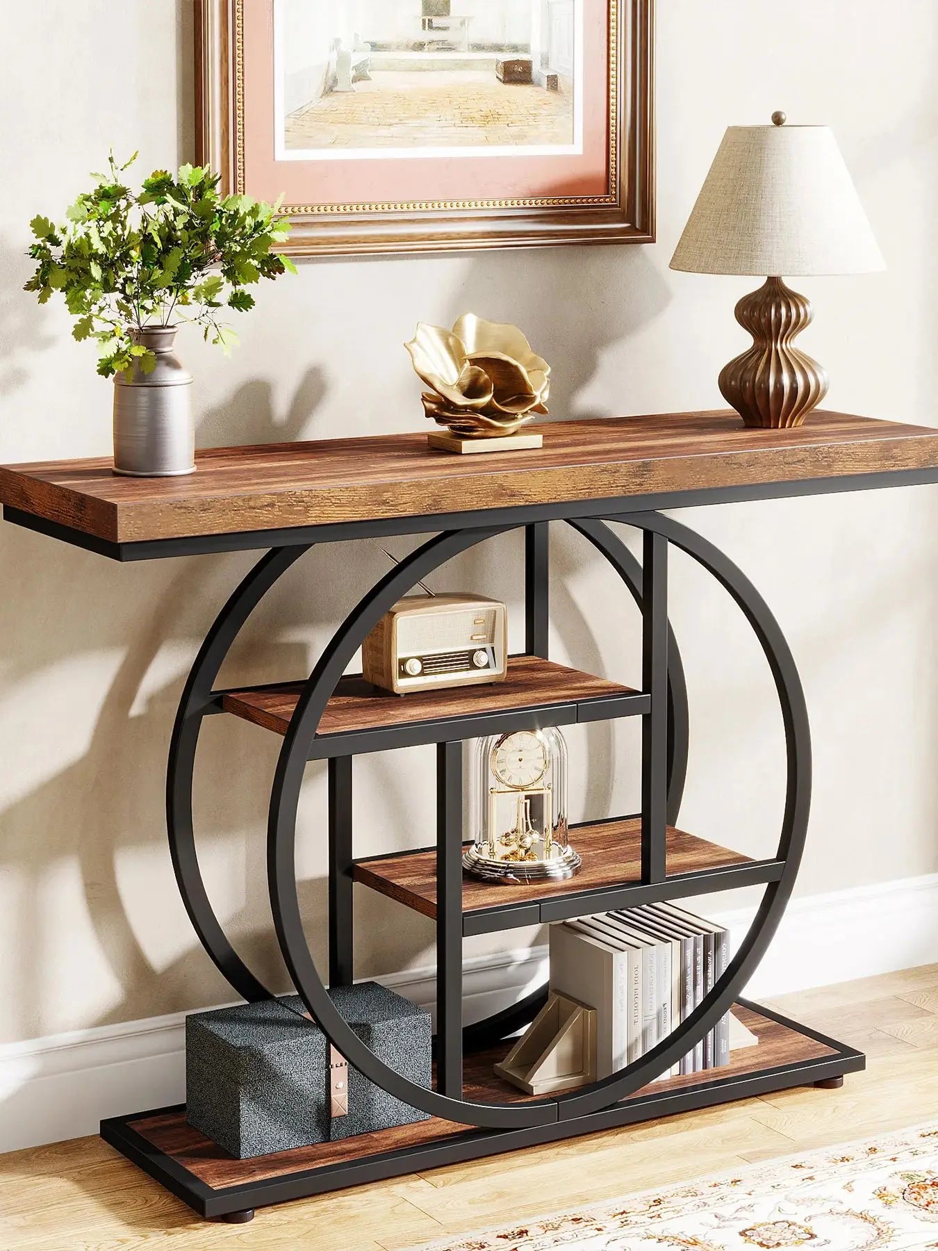 Table d'entrée moderne en bois avec étage