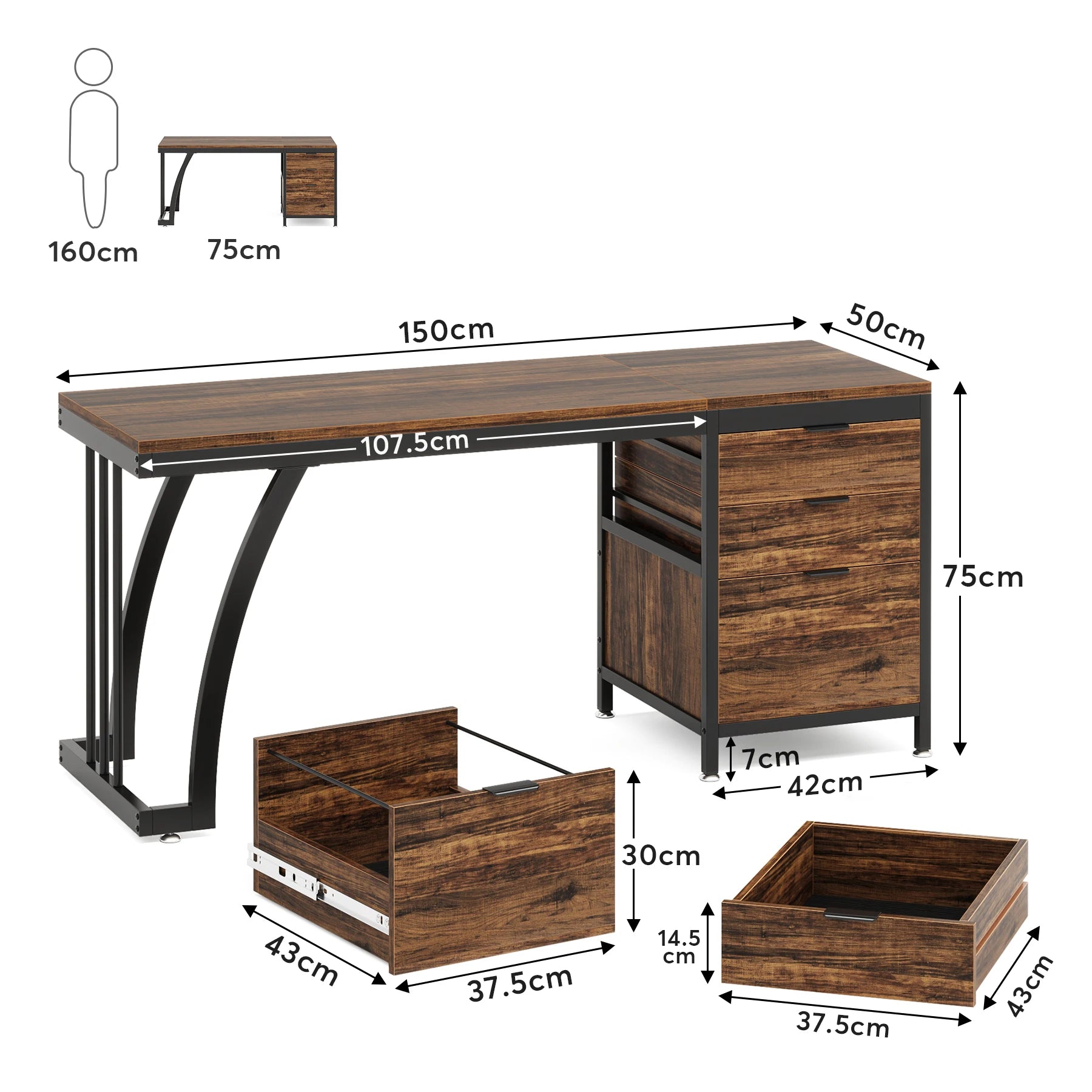 Bureau en bois avec rangement minimaliste