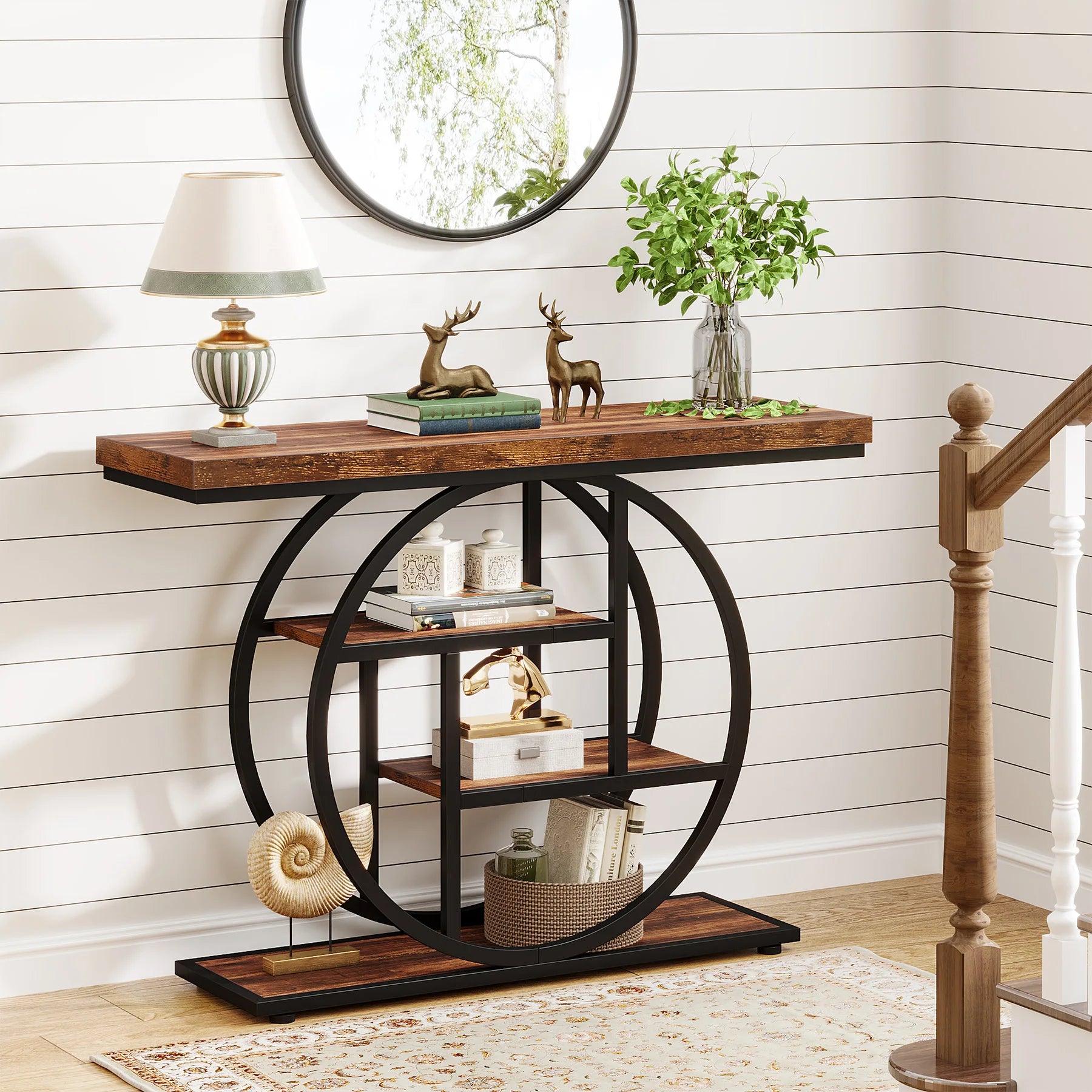 Table d'entrée moderne en bois avec étage