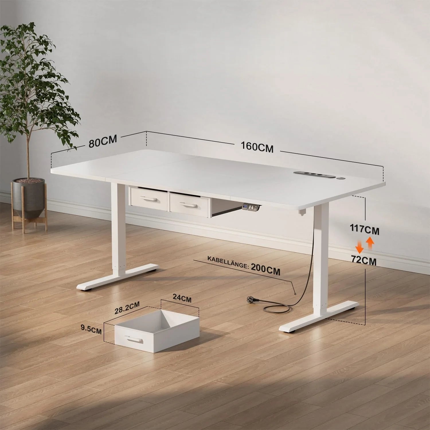 Bureau de travail moderne réglable avec rangement