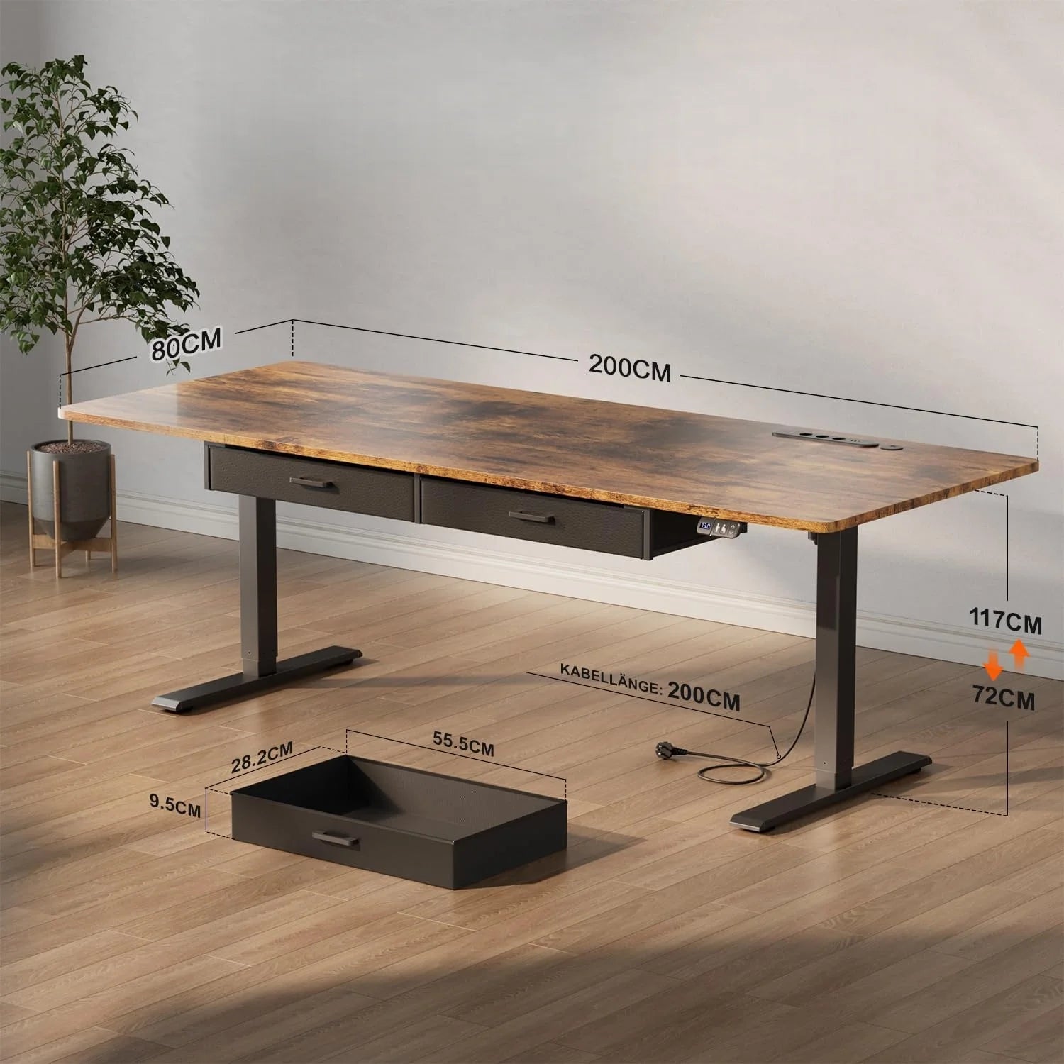 Bureau de travail moderne réglable avec rangement