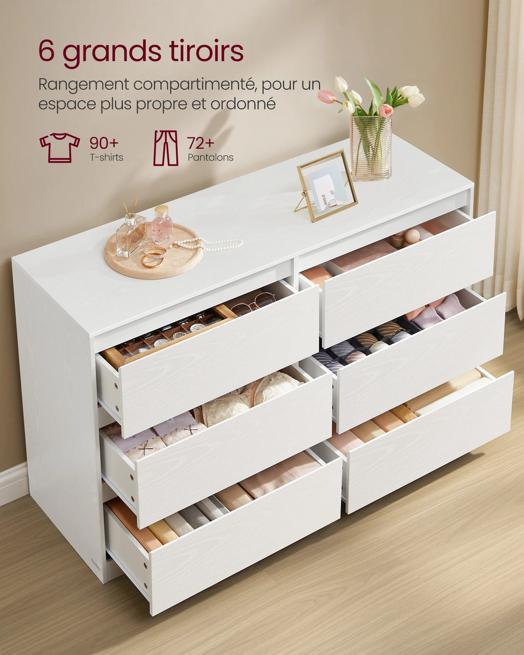 Commode a 6 tiroirs de rangement moderne