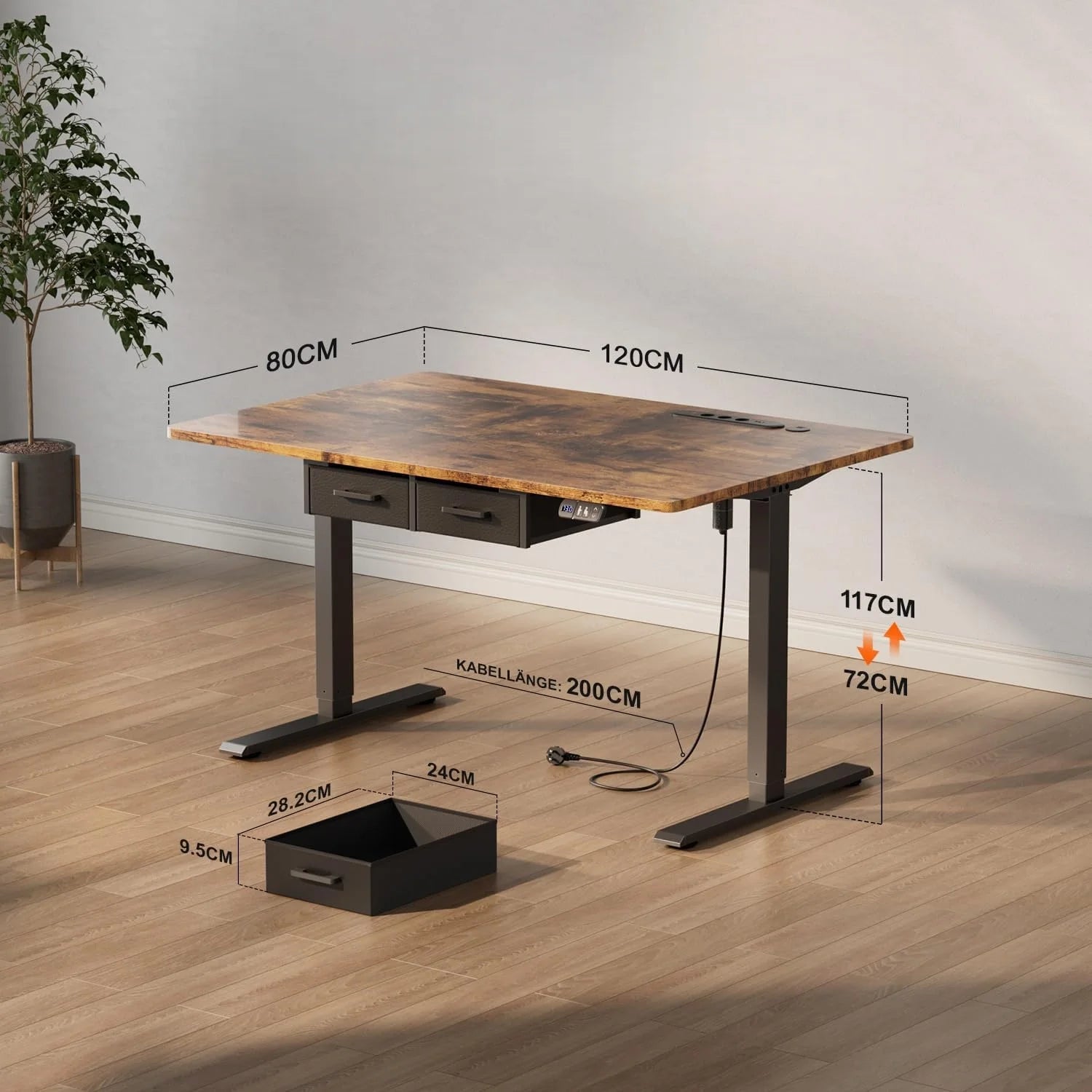 Bureau de travail moderne réglable avec rangement