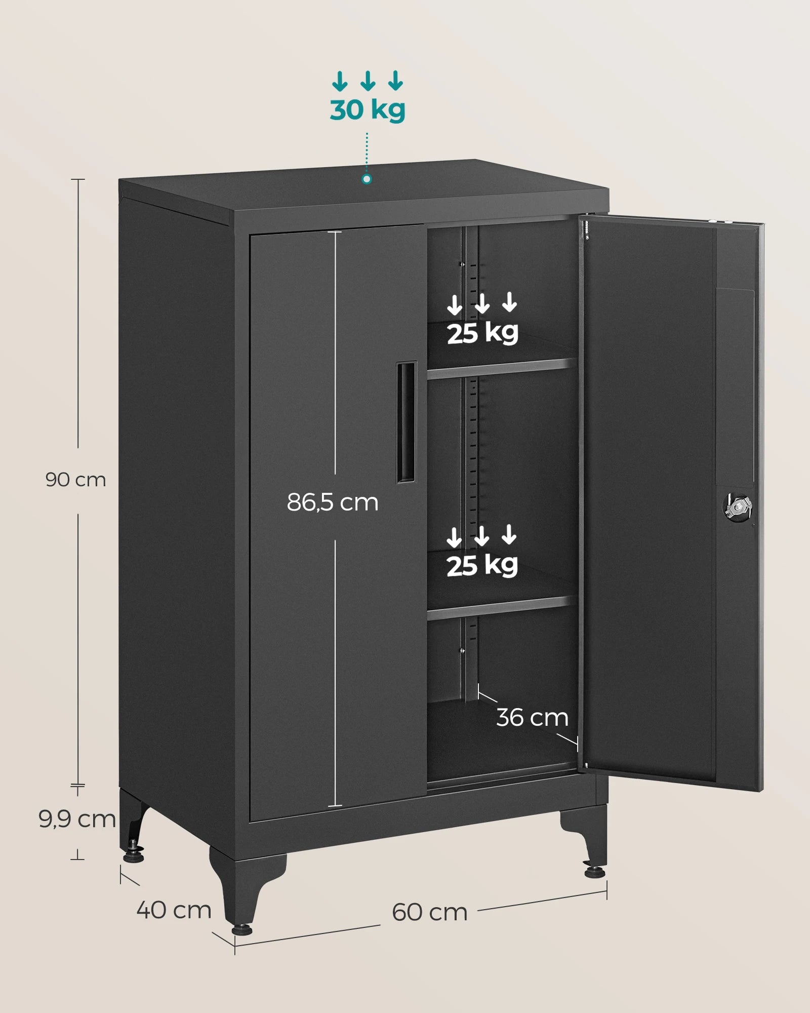 Armoire de rangement noir mat pour bureau