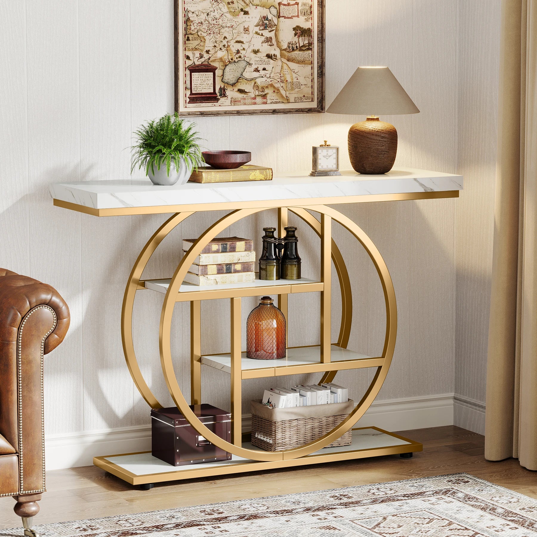 Table d'entrée moderne en bois avec étage