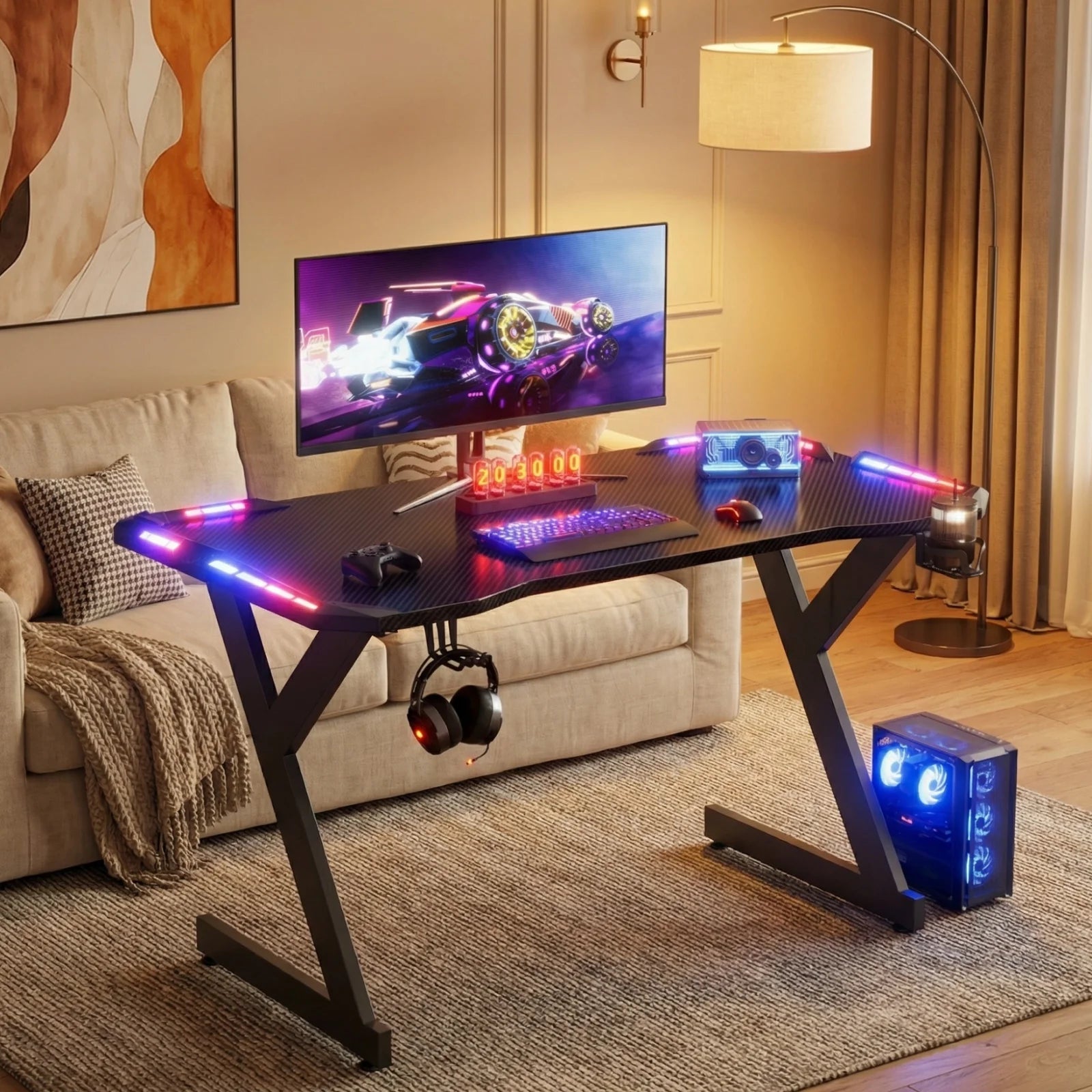 Bureau gamer réglable RGB Led