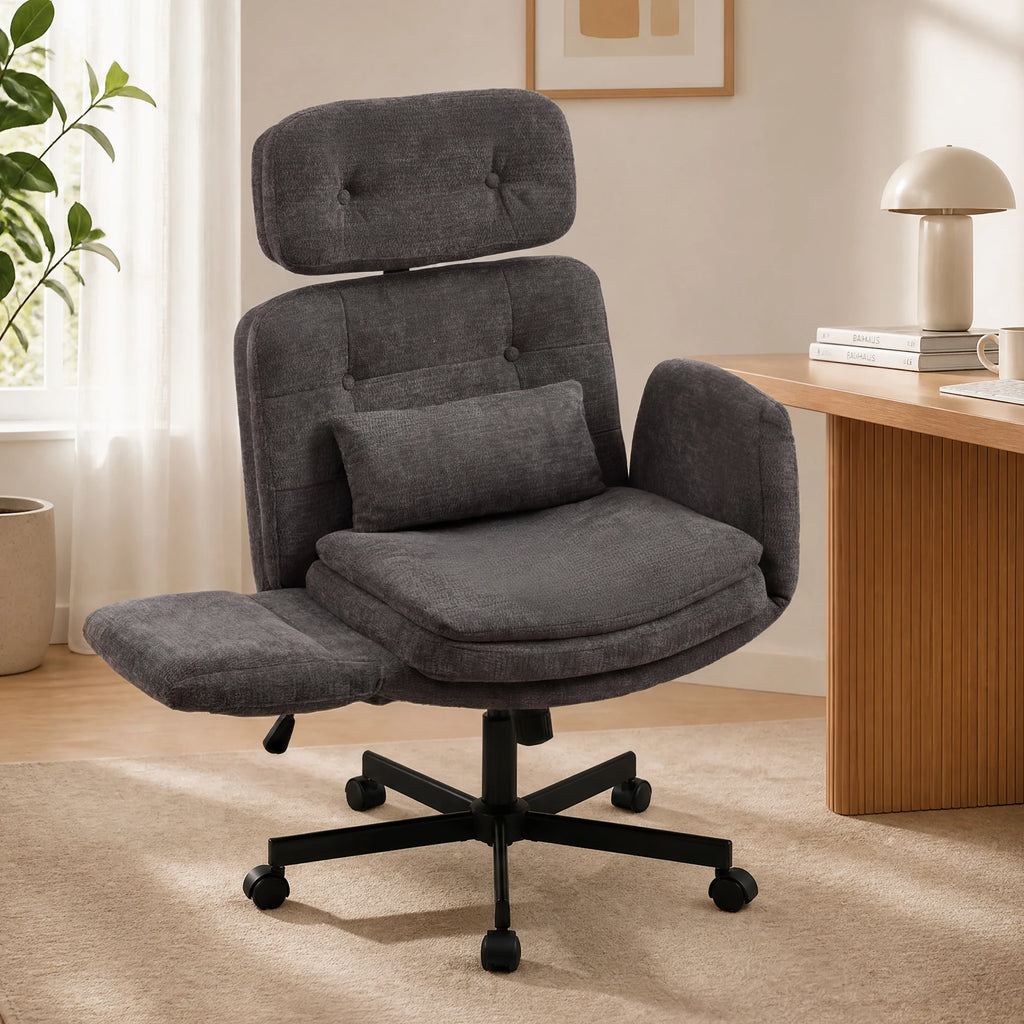 Chaise de bureau pivotante ergonomique avec accoudoirs rabattables