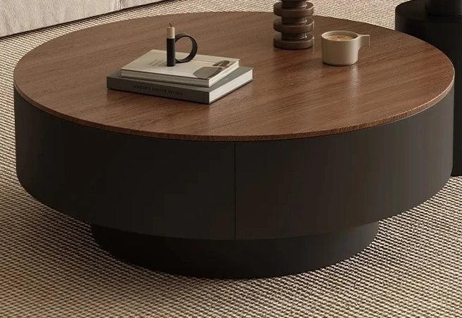 Table basse ronde moderne avec plateau pivotant