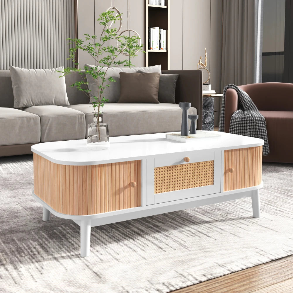 Table basse vintage en rotin