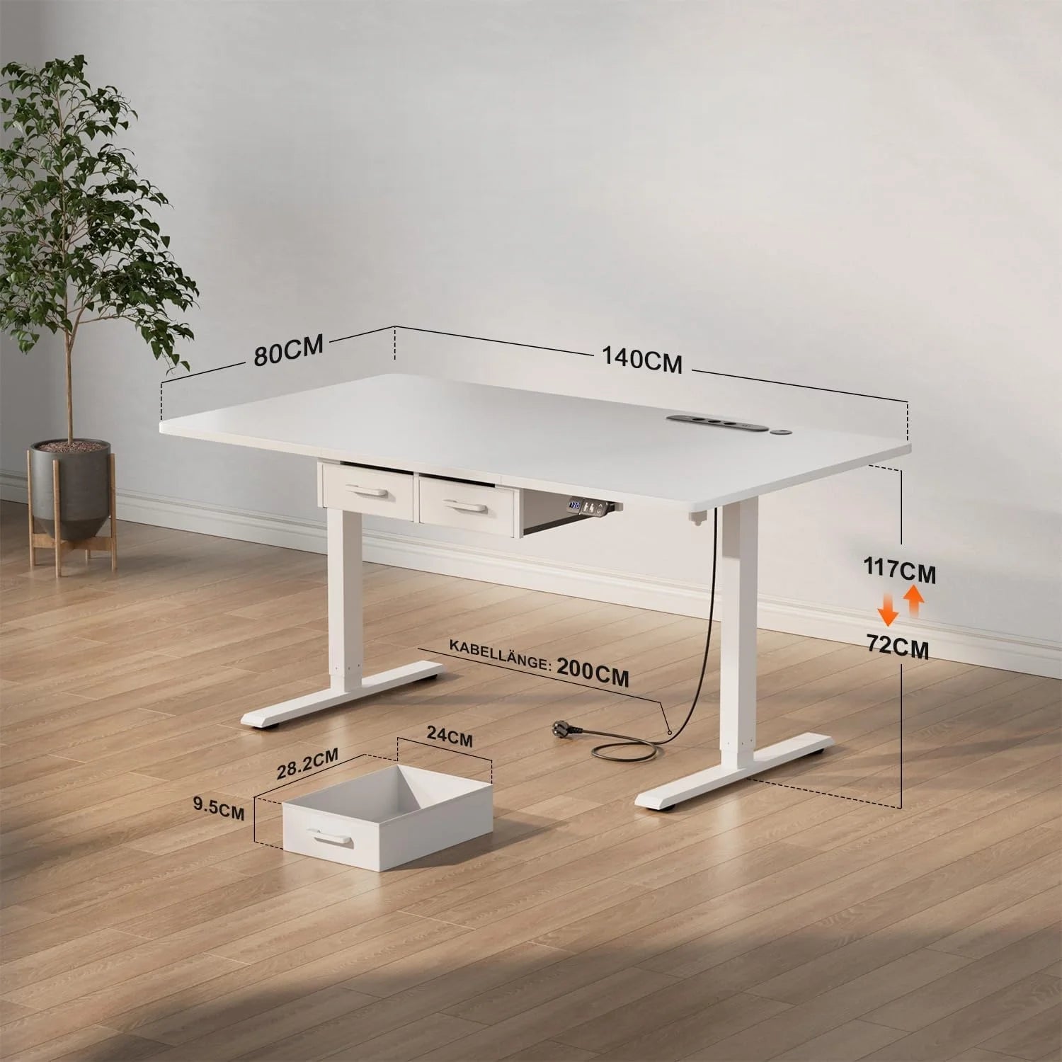Bureau de travail moderne réglable avec rangement