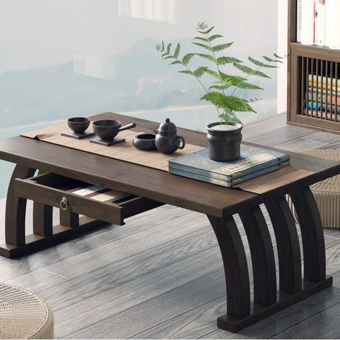 Table basse pliable en bambou style japonais