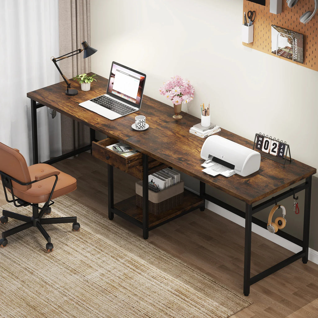 Bureau long en bois moderne