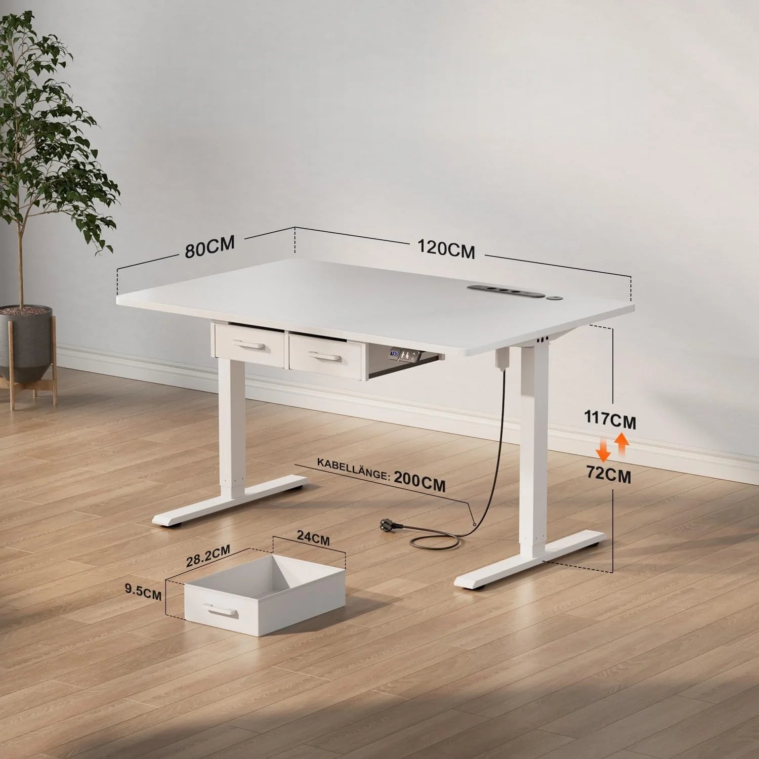 Bureau de travail moderne réglable avec rangement